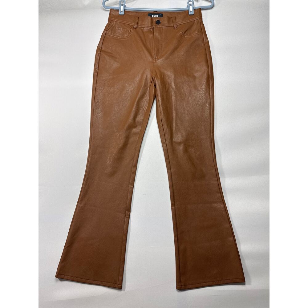 Paige Women's Claudine Mid Rise Ankle Flare Faux Leather Pants - 26 (27x27.5)